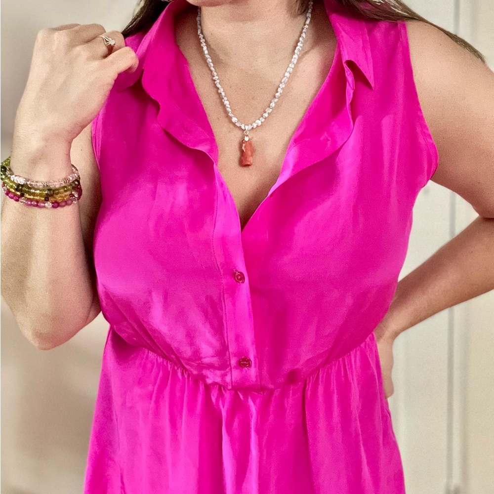 Amanda Uprichard 100% Pink Sleeveless Silk Dress